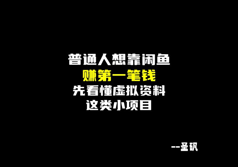 普通人想靠闲鱼赚第一笔钱，先看懂“虚拟资料”这类小项目-圣矾-专注闲鱼