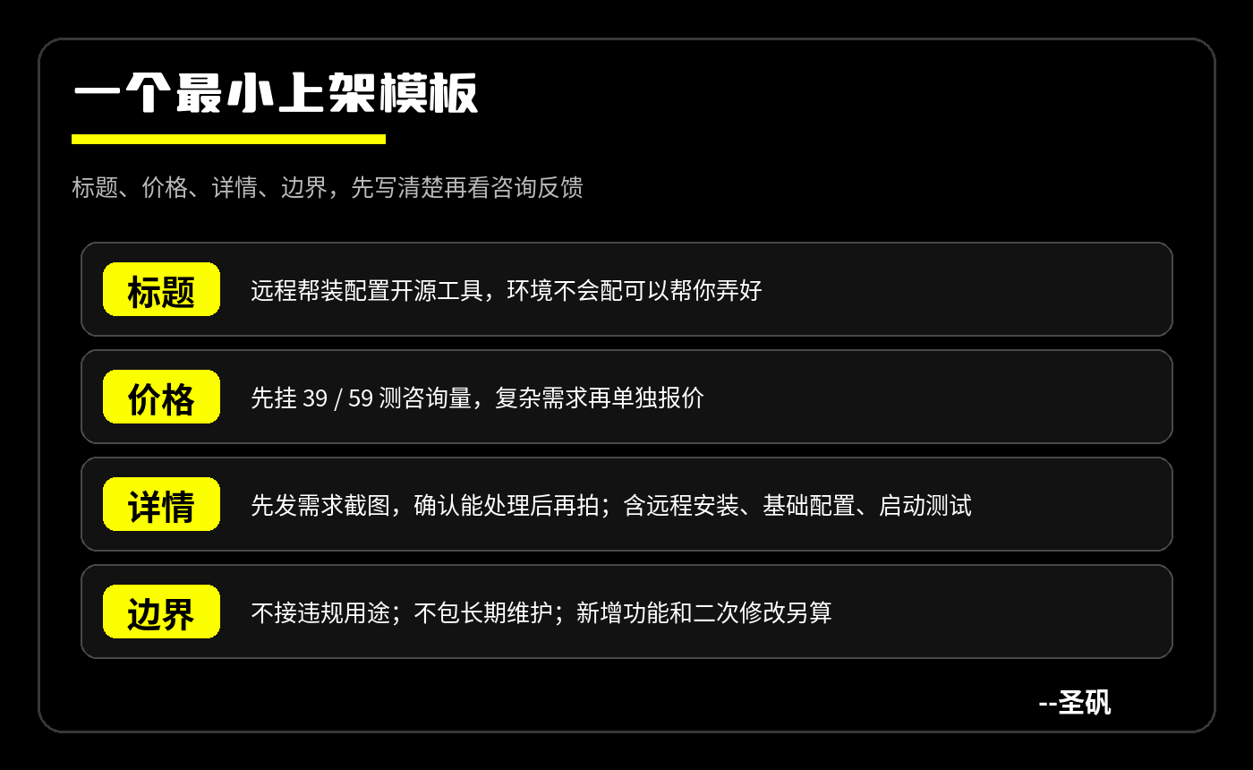 远程安装配置服务最小上架模板