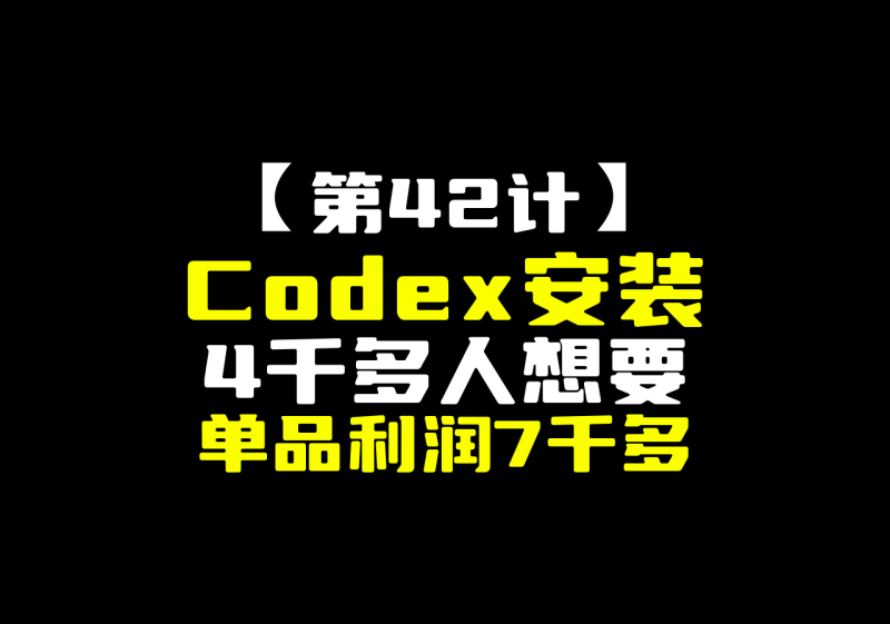 【第42计】Codex安装信息差,9块9一单,单品利润7千多-圣矾-专注闲鱼
